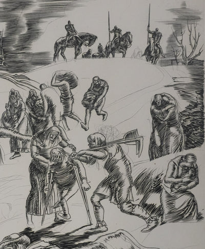 Albert DECARIS : La fuite, Gravure originale signée