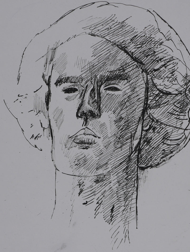 Maurice GENIS : Portrait de femme, Dessin original signé
