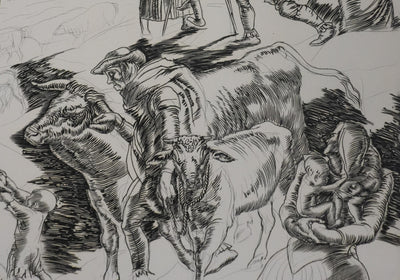 Albert DECARIS : La fuite, Gravure originale signée