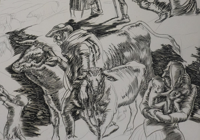 Albert DECARIS : La fuite, Gravure originale signée