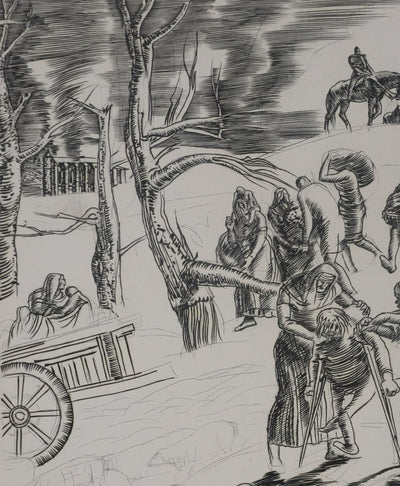 Albert DECARIS : La fuite, Gravure originale signée