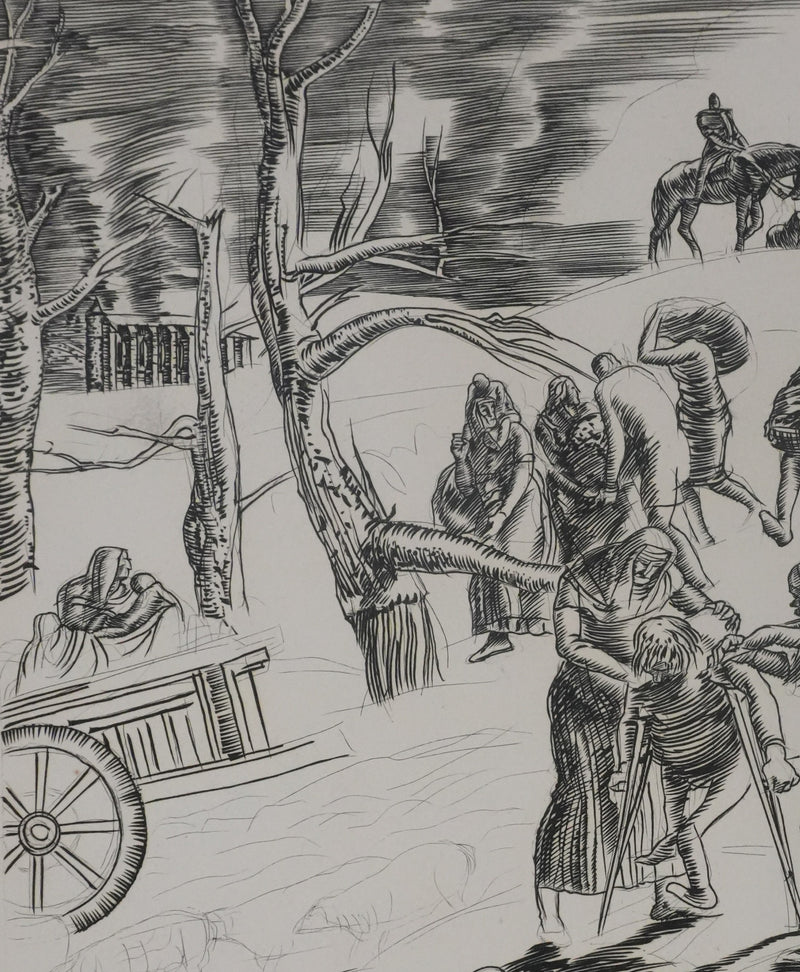 Albert DECARIS : La fuite, Gravure originale signée