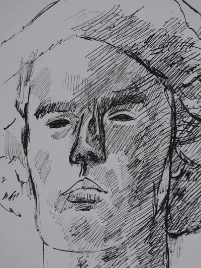 Maurice GENIS : Portrait de femme, Dessin original signé