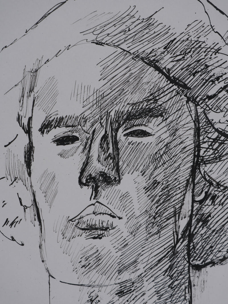 Maurice GENIS : Portrait de femme, Dessin original signé