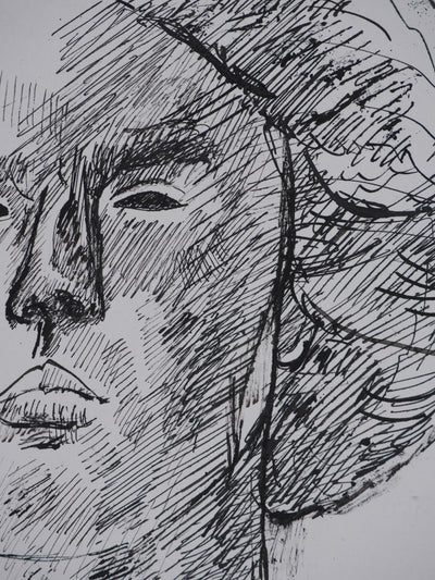 Maurice GENIS : Portrait de femme, Dessin original signé