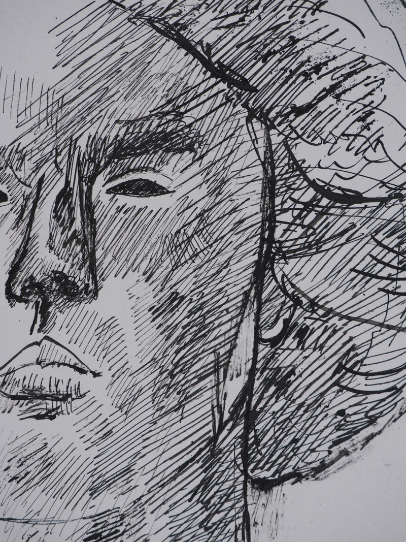 Maurice GENIS : Portrait de femme, Dessin original signé