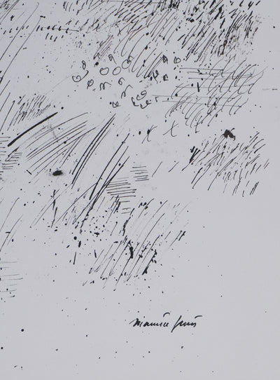 Maurice GENIS : Le champs de fleurs, Dessin original signé