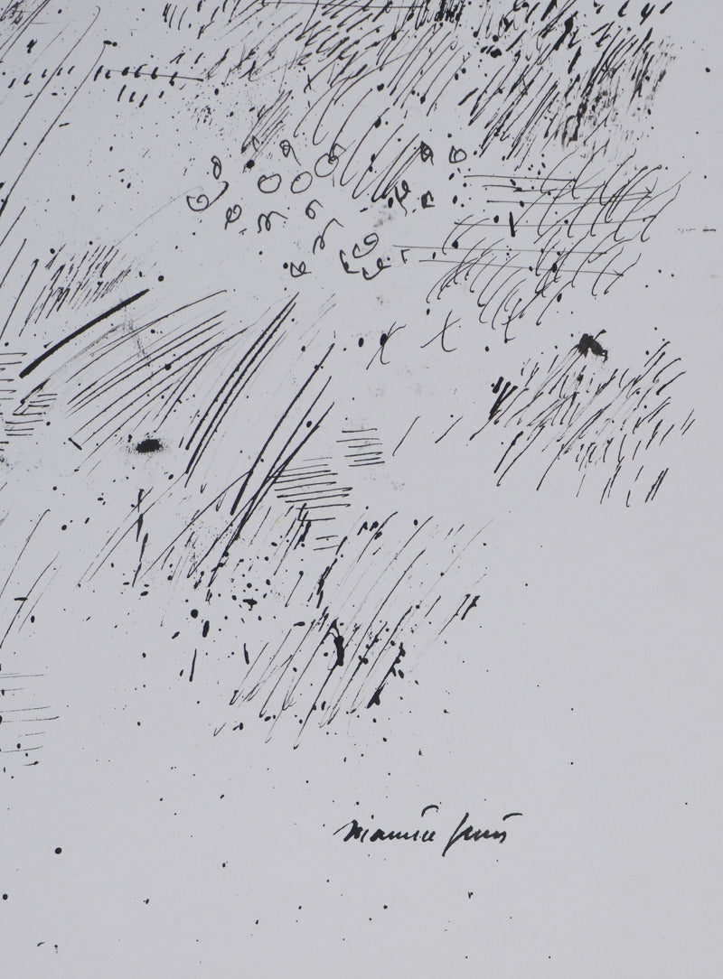 Maurice GENIS : Le champs de fleurs, Dessin original signé