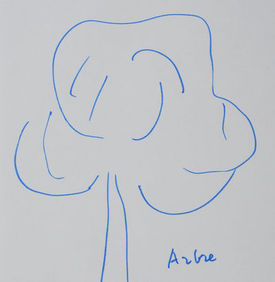 Jean MISTLER : Arbre nuage, Autographe et dessin original signé