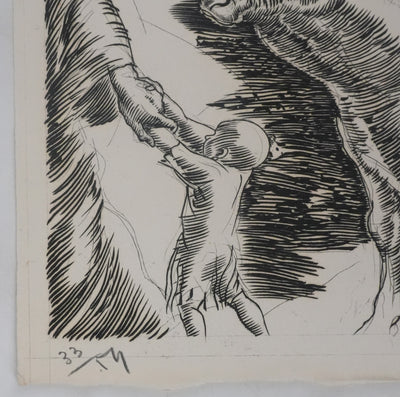 Albert DECARIS : La fuite, Gravure originale signée