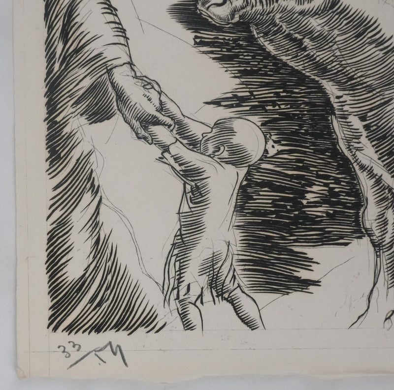 Albert DECARIS : La fuite, Gravure originale signée