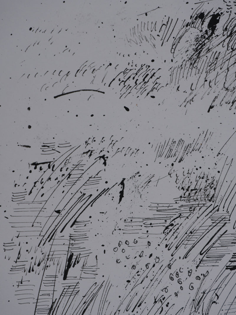 Maurice GENIS : Le champs de fleurs, Dessin original signé