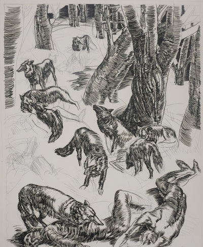 Albert DECARIS : Les loups, Gravure originale signée
