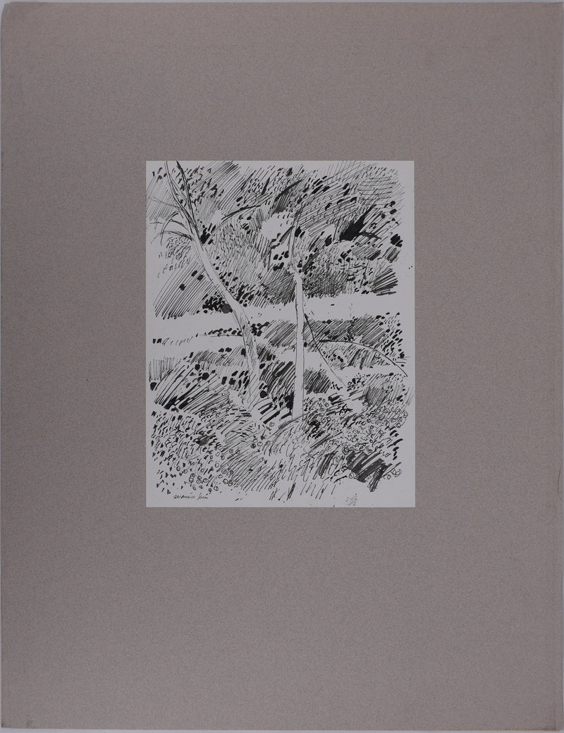 Maurice GENIS : Sur les rives du ruisseau, Dessin original signé