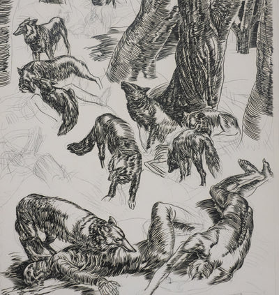 Albert DECARIS : Les loups, Gravure originale signée