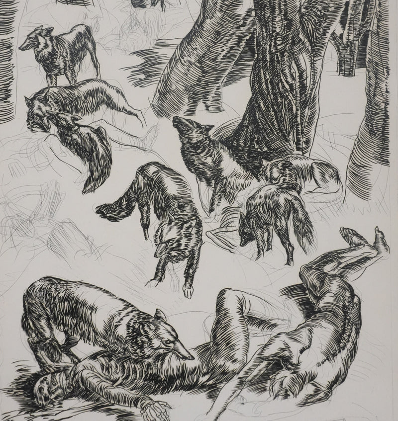 Albert DECARIS : Les loups, Gravure originale signée