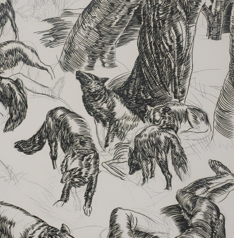 Albert DECARIS : Les loups, Gravure originale signée