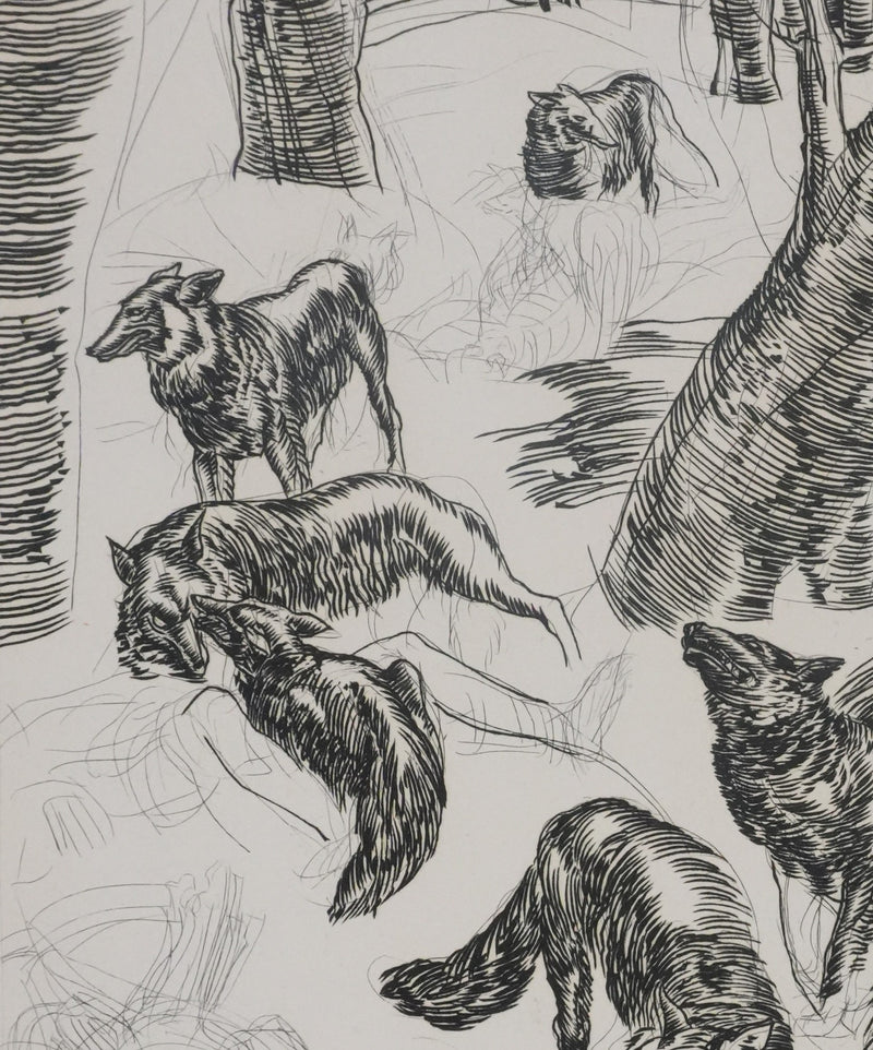 Albert DECARIS : Les loups, Gravure originale signée