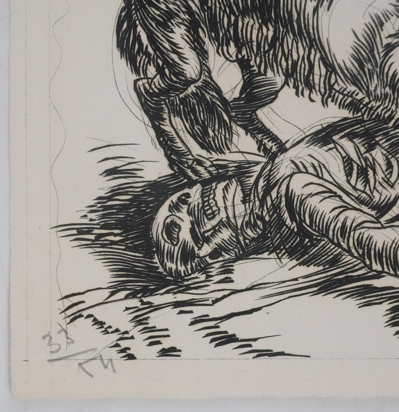 Albert DECARIS : Les loups, Gravure originale signée