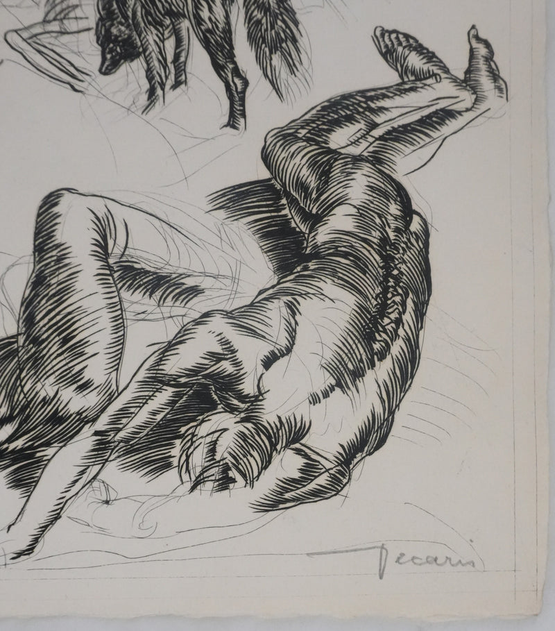 Albert DECARIS : Les loups, Gravure originale signée