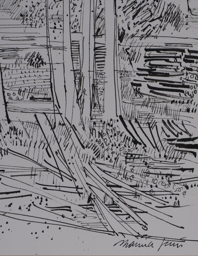 Maurice GENIS : Le sous-bois, Dessin original signé
