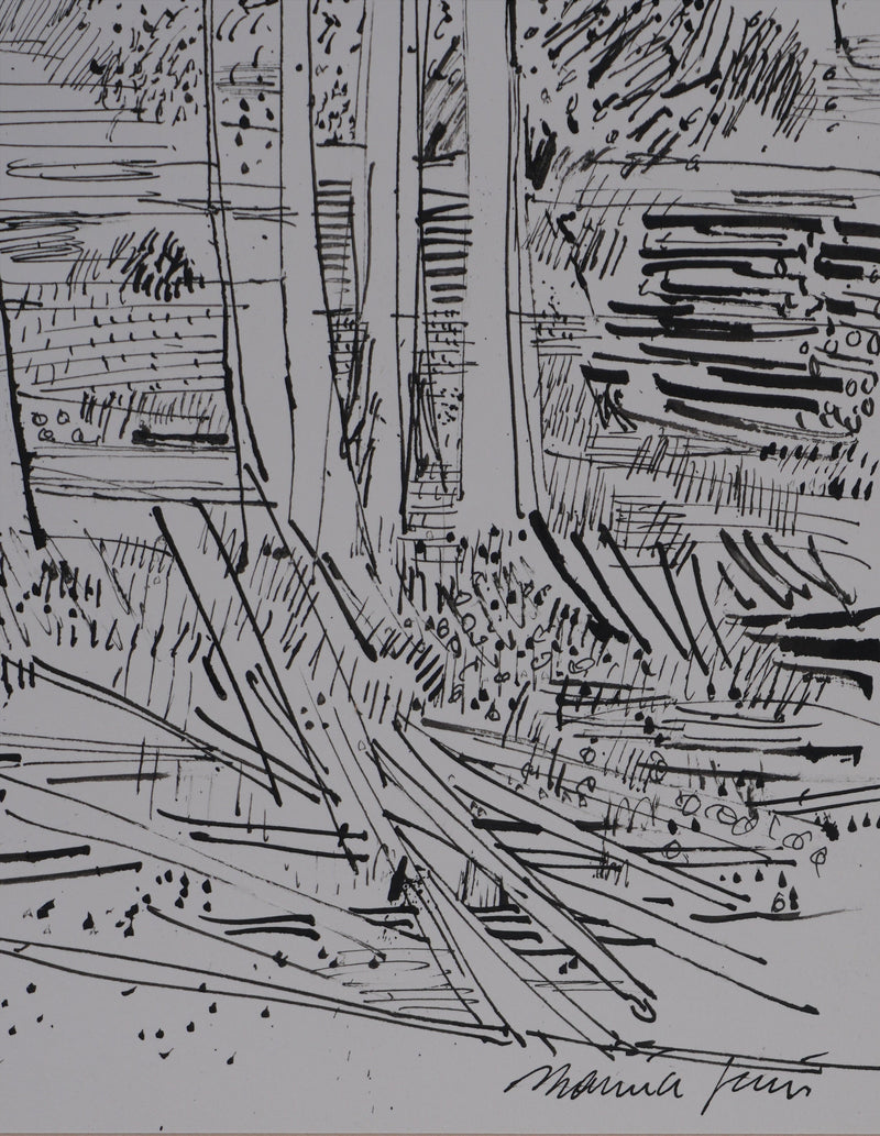 Maurice GENIS : Le sous-bois, Dessin original signé