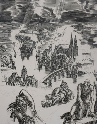 Albert DECARIS : La ville du labeur, Gravure originale signée