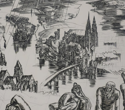 Albert DECARIS : La ville du labeur, Gravure originale signée
