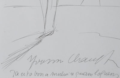 Yvonne CHAUFFIN : Le palmier au soleil, Autographe et dessin original signé