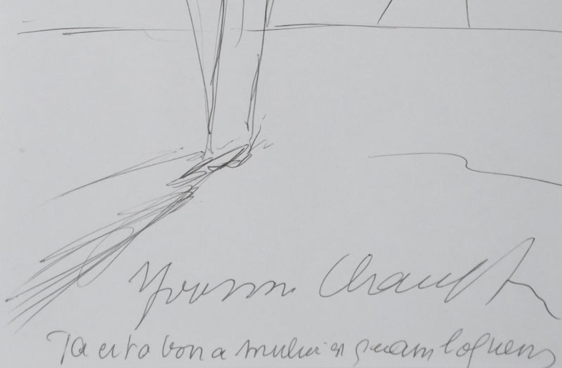Yvonne CHAUFFIN : Le palmier au soleil, Autographe et dessin original signé