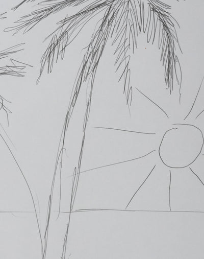 Yvonne CHAUFFIN : Le palmier au soleil, Autographe et dessin original signé