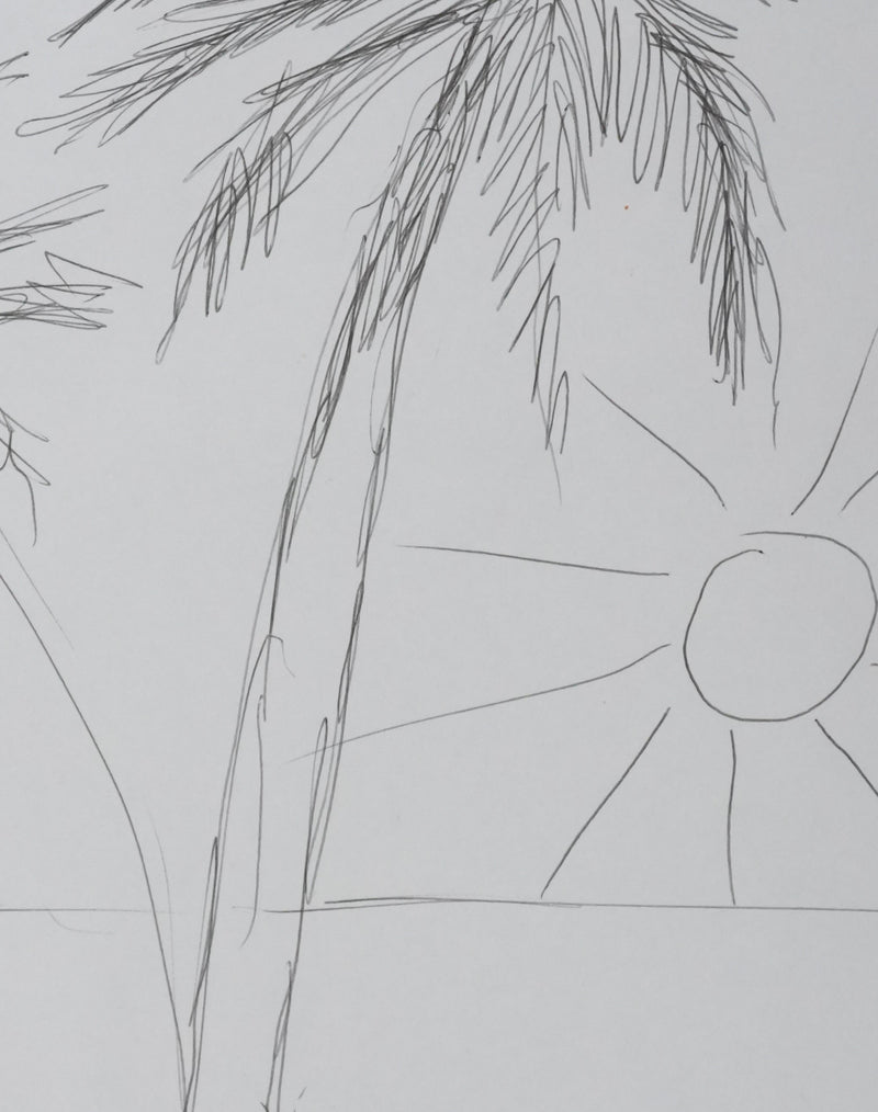 Yvonne CHAUFFIN : Le palmier au soleil, Autographe et dessin original signé