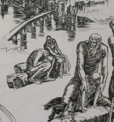 Albert DECARIS : La ville du labeur, Gravure originale signée