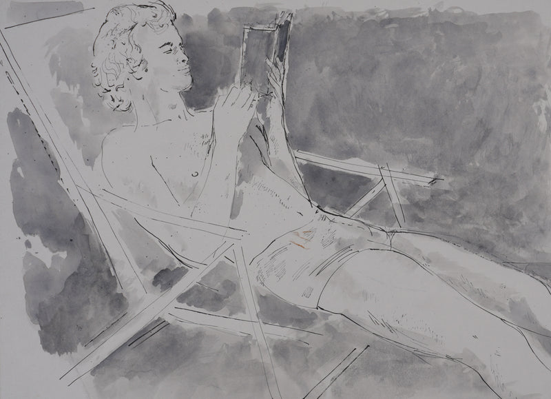 Maurice GENIS : Le lecteur, Dessin original signé