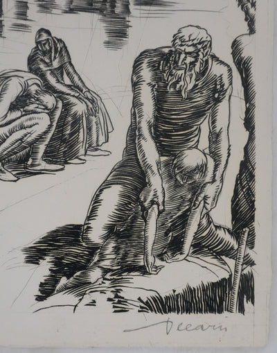 Albert DECARIS : La ville du labeur, Gravure originale signée