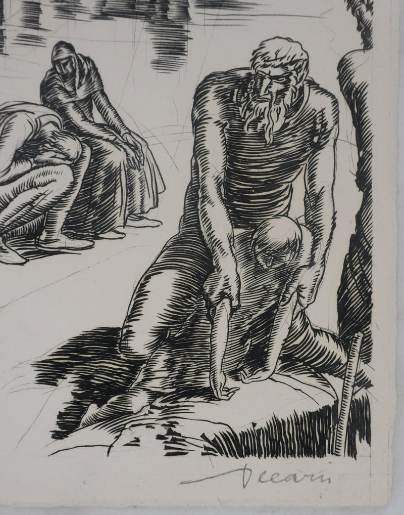 Albert DECARIS : La ville du labeur, Gravure originale signée