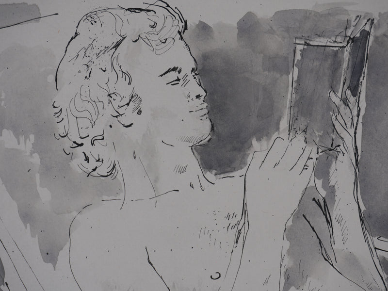 Maurice GENIS : Le lecteur, Dessin original signé