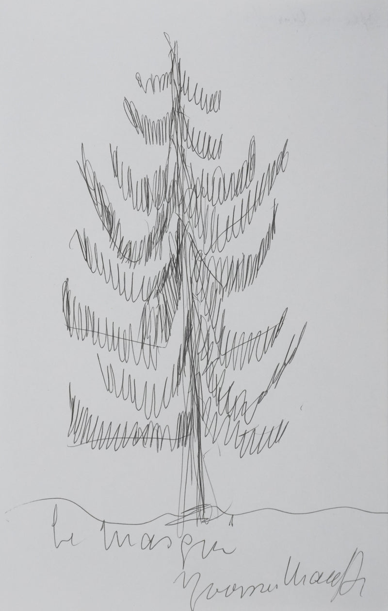 Yvonne CHAUFFIN : Le grand arbre noir, Autographe et dessin original signé