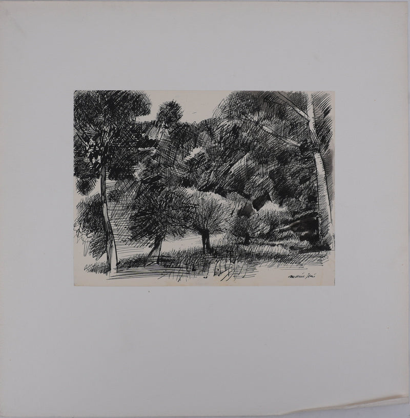 Maurice GENIS : Dans la forêt, Dessin original signé