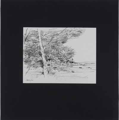 Maurice GENIS : Vue sur les champs, Dessin original signé