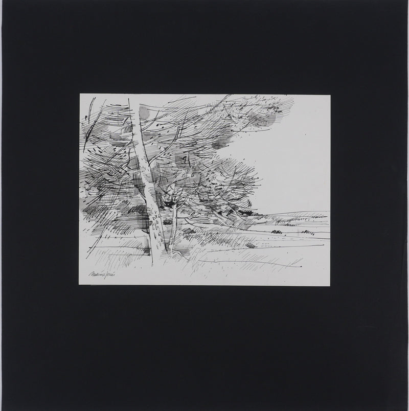 Maurice GENIS : Vue sur les champs, Dessin original signé