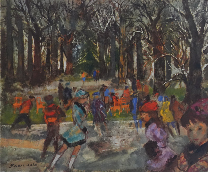 Emilio GRAU SALA : Promenade sur le lac gelée, Impression quadrichromie signée