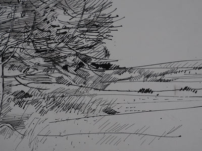 Maurice GENIS : Vue sur les champs, Dessin original signé