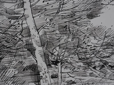 Maurice GENIS : Vue sur les champs, Dessin original signé