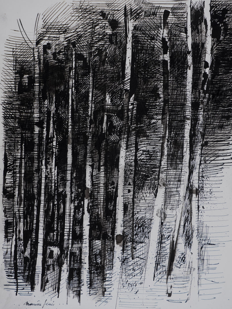 Maurice GENIS : La cabane dans les bois, Dessin original signé