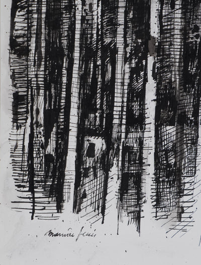 Maurice GENIS : La cabane dans les bois, Dessin original signé