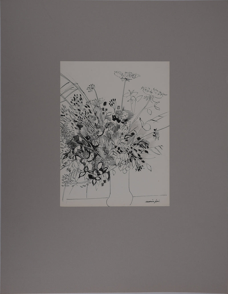 Maurice GENIS : Composition florale, Dessin original signé