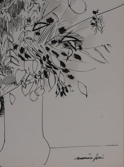 Maurice GENIS : Composition florale, Dessin original signé