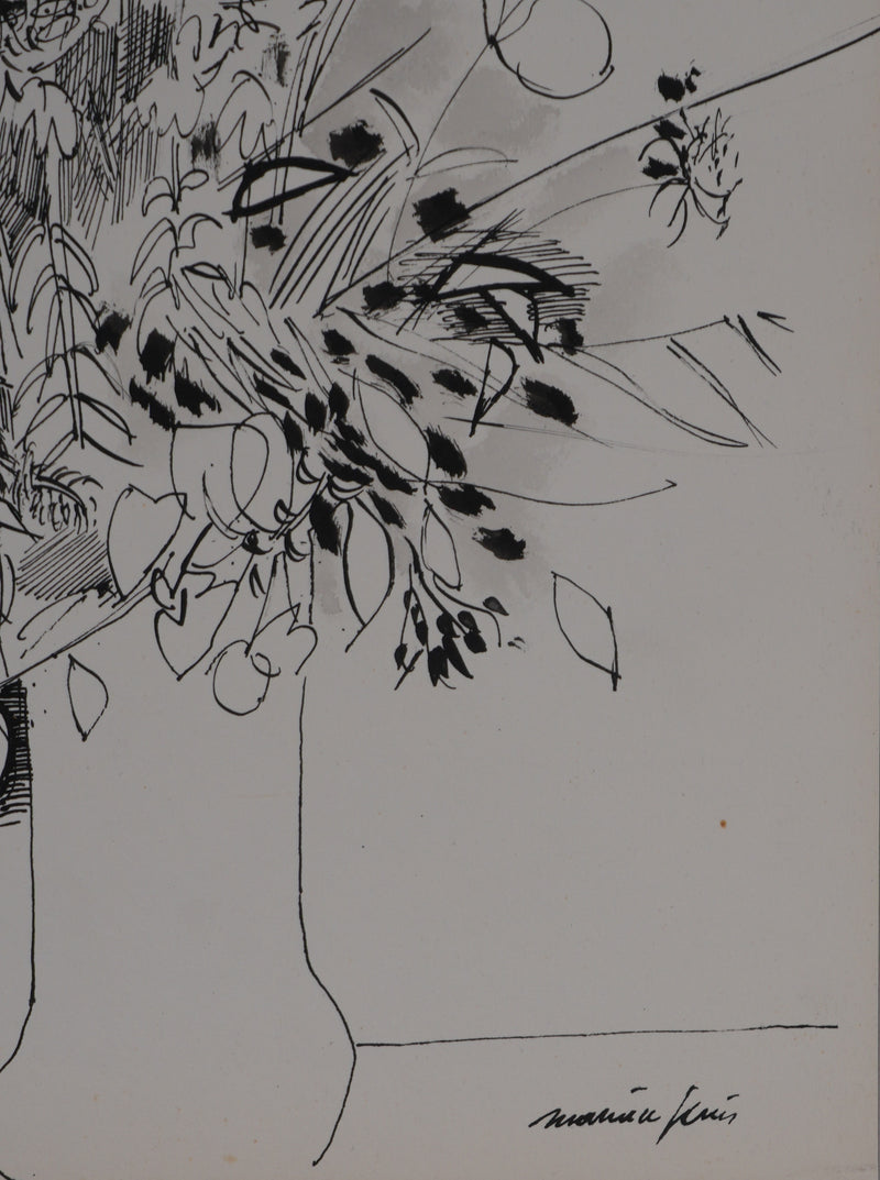 Maurice GENIS : Composition florale, Dessin original signé