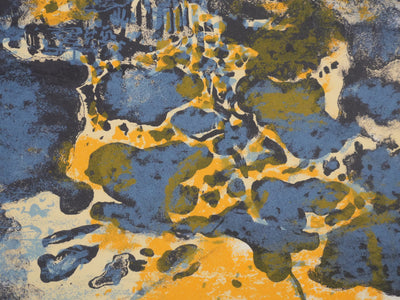 Maurice Elie SARTHOU : Paysage au bord du lac au lever du soleil, Lithographie originale signée